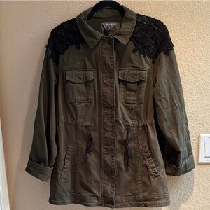 Torrid Olive Utility Jacket with Black Lace